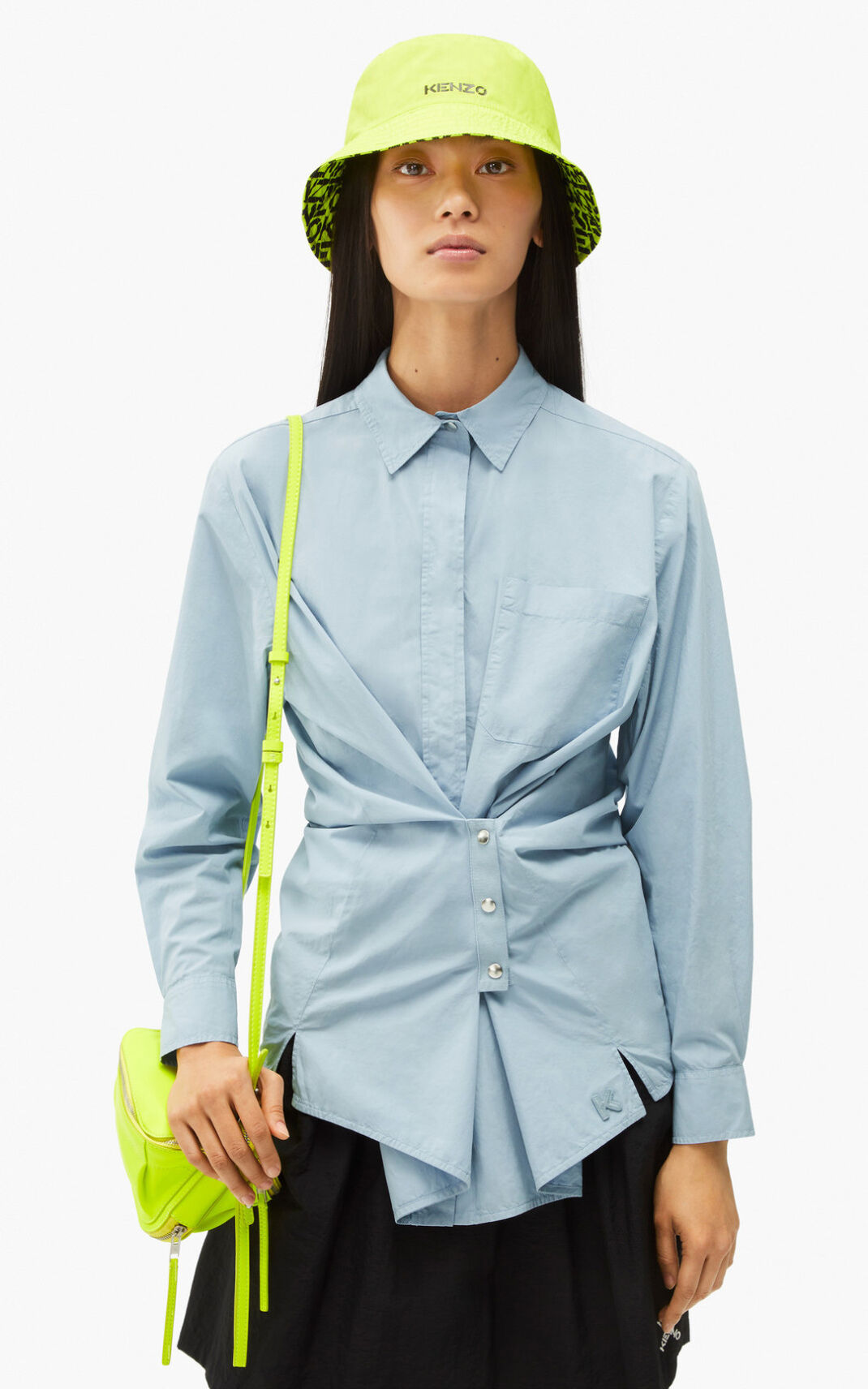 Kenzo Long knotted Camisa Mujer Gris | 5329086-OP